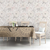 Cook Islands Turtle Tablecloth Stars and Hibiscus - Beige LT01 - Polynesian Pride