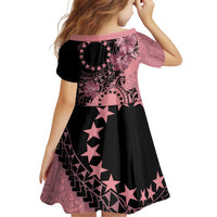 Cook Islands Turtle Family Matching Off Shoulder Short Dress and Hawaiian Shirt Stars and Hibiscus - Pink LT01 - Polynesian Pride