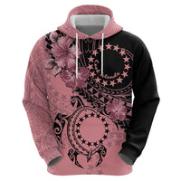 Cook Islands Turtle Hoodie Stars and Hibiscus - Pink