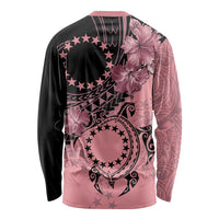 Cook Islands Turtle Long Sleeve Shirt Stars and Hibiscus - Pink LT01 - Polynesian Pride