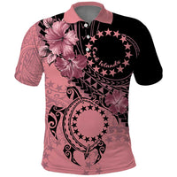 Cook Islands Turtle Polo Shirt Stars and Hibiscus - Pink