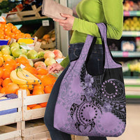 Cook Islands Turtle Grocery Bag Stars and Hibiscus - Purple