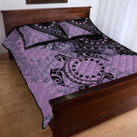 Cook Islands Turtle Quilt Bed Set Stars and Hibiscus - Purple