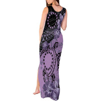 Cook Islands Turtle Tank Maxi Dress Stars and Hibiscus - Purple