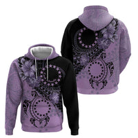 Cook Islands Turtle Zip Hoodie Stars and Hibiscus - Purple