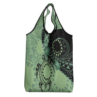 Cook Islands Turtle Grocery Bag Stars and Hibiscus - Green