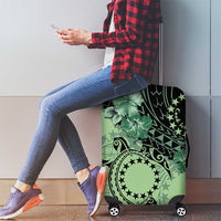Cook Islands Turtle Luggage Cover Stars and Hibiscus - Green