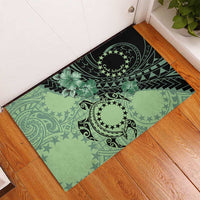 Cook Islands Turtle Rubber Doormat Stars and Hibiscus - Green LT01 - Polynesian Pride