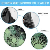 Cook Islands Turtle Spare Tire Cover Stars and Hibiscus - Green