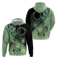Cook Islands Turtle Zip Hoodie Stars and Hibiscus - Green