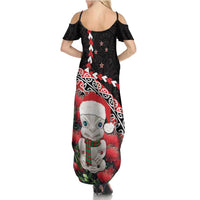 New Zealand Christmas Meri Kirihimete Summer Maxi Dress Santa Hei Tiki Pohutukawa LT01 - Polynesian Pride