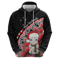 New Zealand Christmas Meri Kirihimete Zip Hoodie Santa Hei Tiki Pohutukawa