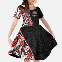 Aotearoa Toitu Te Tiriti Family Matching Long Sleeve Bodycon Dress and Hawaiian Shirt Honour The Treaty New Zealand LT01 Daughter's Dress Black - Polynesian Pride