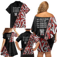 Aotearoa Toitu Te Tiriti Family Matching Off Shoulder Short Dress and Hawaiian Shirt Honour The Treaty New Zealand LT01 - Polynesian Pride