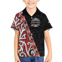 Aotearoa Toitu Te Tiriti Family Matching Off Shoulder Short Dress and Hawaiian Shirt Honour The Treaty New Zealand LT01 Son's Shirt Black - Polynesian Pride
