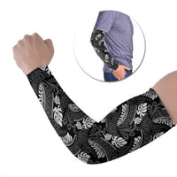Grayscale Monstera Arm Sleeves Polynesian Tribal Pattern - Polynesian Pride