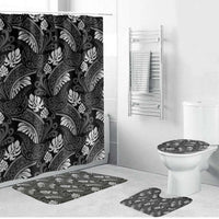 Grayscale Monstera Bathroom Set Polynesian Tribal Pattern - Polynesian Pride