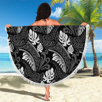 Grayscale Monstera Beach Blanket Polynesian Tribal Pattern - Polynesian Pride