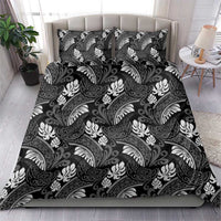 Grayscale Monstera Bedding Set Polynesian Tribal Pattern - Polynesian Pride