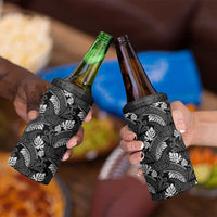 Grayscale Monstera 4 in 1 Can Cooler Tumbler Polynesian Tribal Pattern - Polynesian Pride
