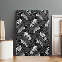 Grayscale Monstera Canvas Wall Art Polynesian Tribal Pattern - Polynesian Pride