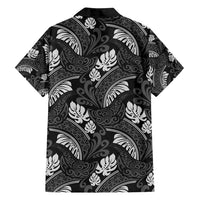 Grayscale Monstera Family Matching Tank Maxi Dress and Hawaiian Shirt Polynesian Tribal Pattern - Polynesian Pride