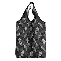 Grayscale Monstera Grocery Bag Polynesian Tribal Pattern - Polynesian Pride