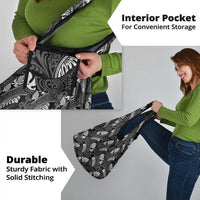 Grayscale Monstera Grocery Bag Polynesian Tribal Pattern - Polynesian Pride