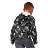 Grayscale Monstera Kid Hoodie Polynesian Tribal Pattern - Polynesian Pride
