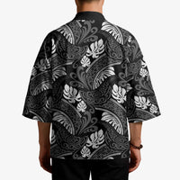 Grayscale Monstera Kimono Polynesian Tribal Pattern - Polynesian Pride