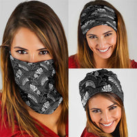 Grayscale Monstera Neck Gaiter Polynesian Tribal Pattern - Polynesian Pride