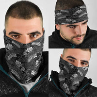 Grayscale Monstera Neck Gaiter Polynesian Tribal Pattern - Polynesian Pride