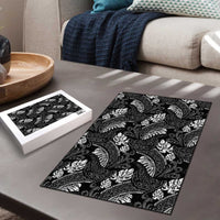 Grayscale Monstera Puzzle Polynesian Tribal Pattern - Polynesian Pride