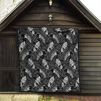 Grayscale Monstera Quilt Polynesian Tribal Pattern - Polynesian Pride
