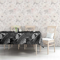 Grayscale Monstera Tablecloth Polynesian Tribal Pattern - Polynesian Pride