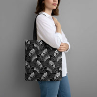 Grayscale Monstera Tote Bag Polynesian Tribal Pattern - Polynesian Pride