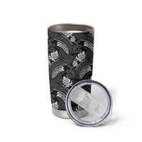 Grayscale Monstera Tumbler Cup Polynesian Tribal Pattern - Polynesian Pride