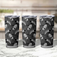 Grayscale Monstera Tumbler Cup Polynesian Tribal Pattern - Polynesian Pride