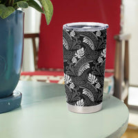 Grayscale Monstera Tumbler Cup Polynesian Tribal Pattern - Polynesian Pride