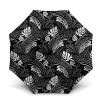 Grayscale Monstera Umbrella Polynesian Tribal Pattern - Polynesian Pride