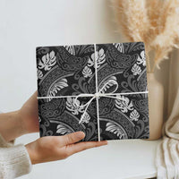 Grayscale Monstera Wrapping Paper Polynesian Tribal Pattern - Polynesian Pride