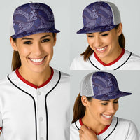 Deep Blue Monstera Baseball Net Cap Polynesian Tribal Pattern LT01 - Polynesian Pride