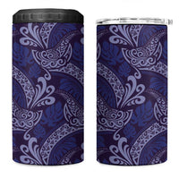 Deep Blue Monstera 4 in 1 Can Cooler Tumbler Polynesian Tribal Pattern - Polynesian Pride
