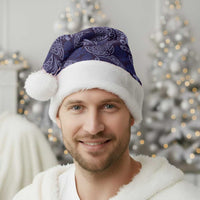 Deep Blue Monstera Christmas Santa Hat Polynesian Tribal Pattern - Polynesian Pride