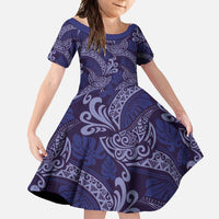 Deep Blue Monstera Family Matching Summer Maxi Dress and Hawaiian Shirt Polynesian Tribal Pattern - Polynesian Pride
