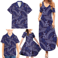 Deep Blue Monstera Family Matching Summer Maxi Dress and Hawaiian Shirt Polynesian Tribal Pattern - Polynesian Pride