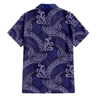 Deep Blue Monstera Family Matching Tank Maxi Dress and Hawaiian Shirt Polynesian Tribal Pattern - Polynesian Pride