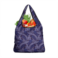 Deep Blue Monstera Grocery Bag Polynesian Tribal Pattern - Polynesian Pride