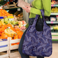 Deep Blue Monstera Grocery Bag Polynesian Tribal Pattern - Polynesian Pride