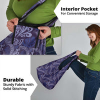 Deep Blue Monstera Grocery Bag Polynesian Tribal Pattern - Polynesian Pride